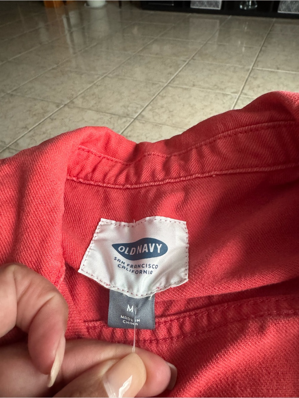 Old Navy Coral-Red Denim Jacket - Picture 4 of 7